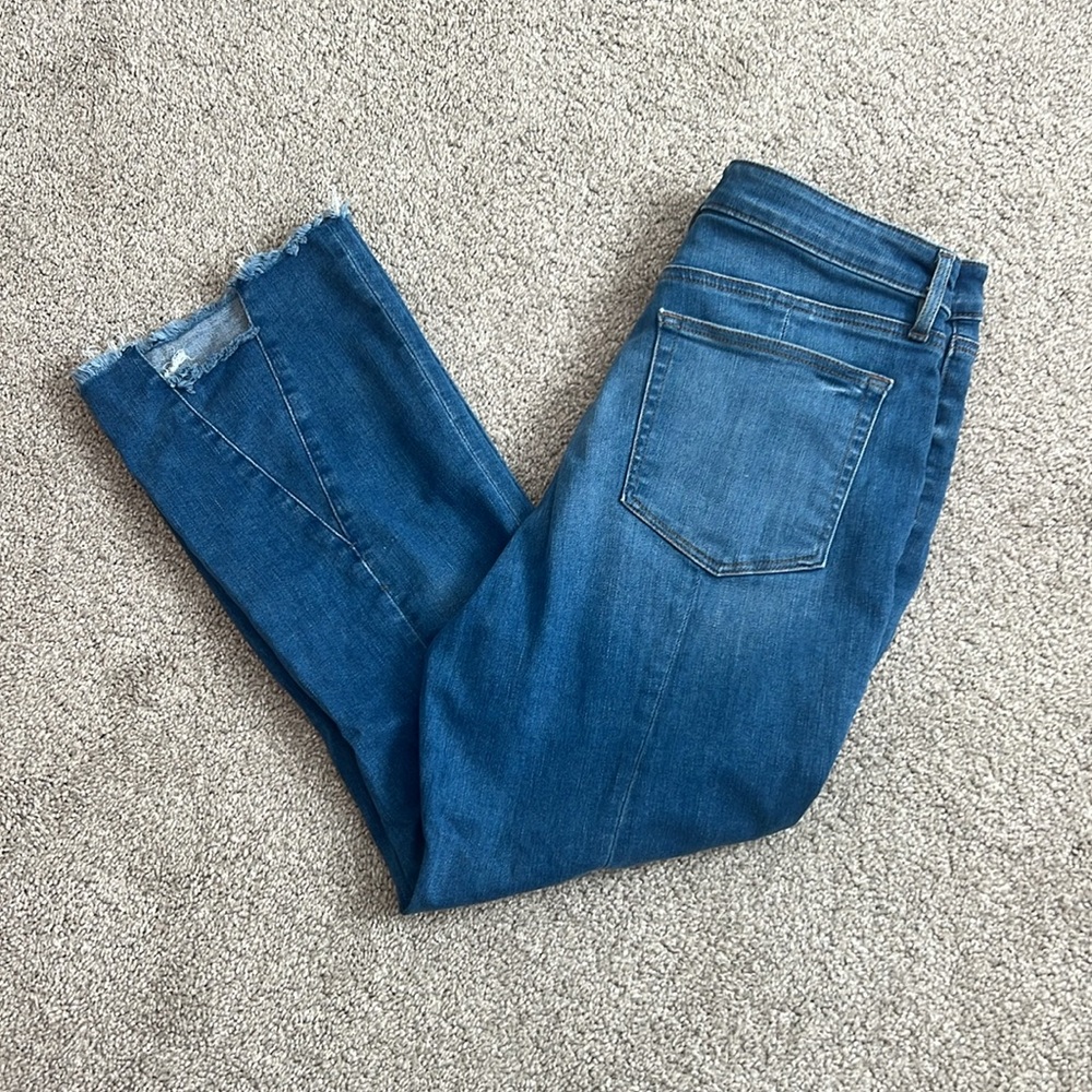 LOFT Back Slit Flare Crop Jeans in👖Authentic Mid Indigo Wash
